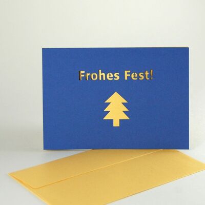 10 elegantes postales navideñas cortadas con láser con sobres dorados