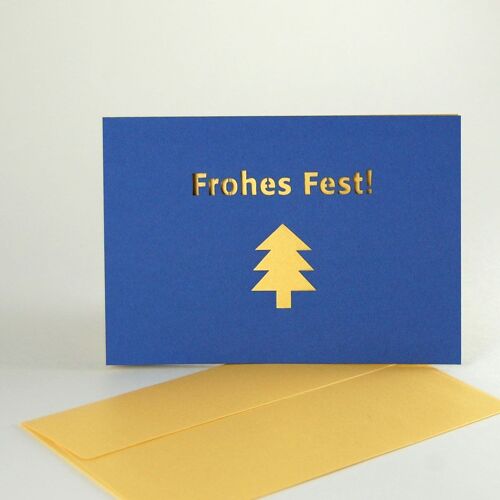 10er Set edle, lasergestanzte Weihnachtspostkarten mit goldenen Kuverts