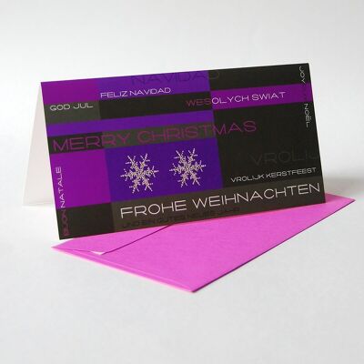 6 Christmas cards with pink envelopes