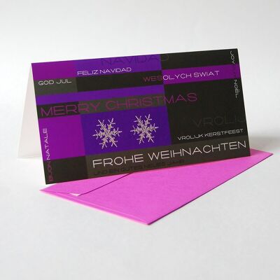Set of 6 Christmas cards with pink envelopes