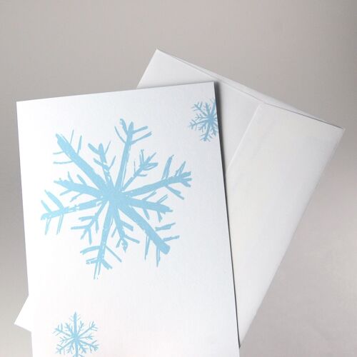 20er Set Recycling-Weihnachtskarten mit Kuverts: Schneeflocken