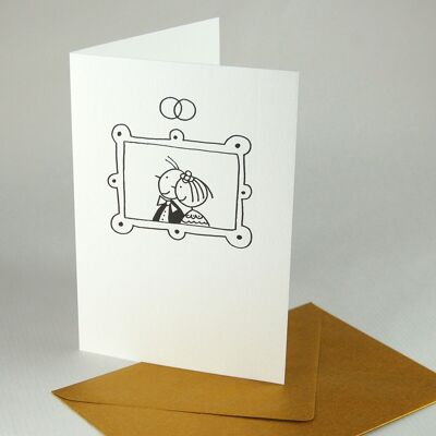 10 invitation cards for the golden wedding, with golden envelopes