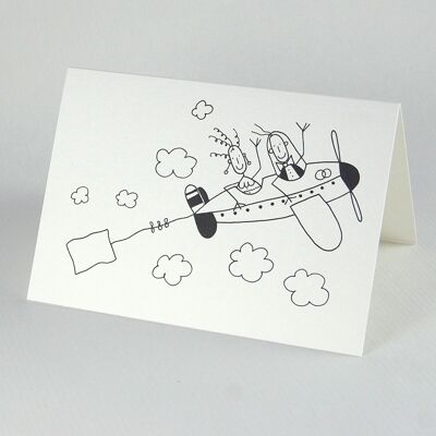 10 wedding cards for pilots: bride and groom on the plane (with red envelopes)