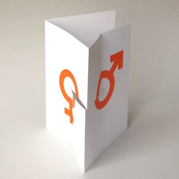ensemble de cartes de mariage imprimées orange : signes pour mari et femme 2