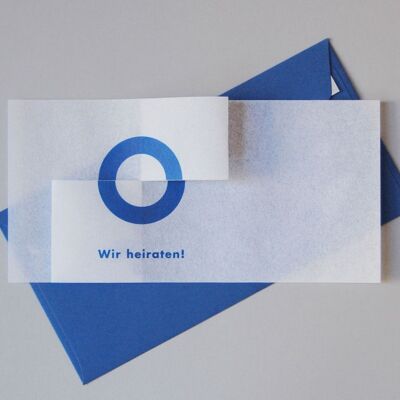 10 wedding invitations with blue envelopes: We're getting married!