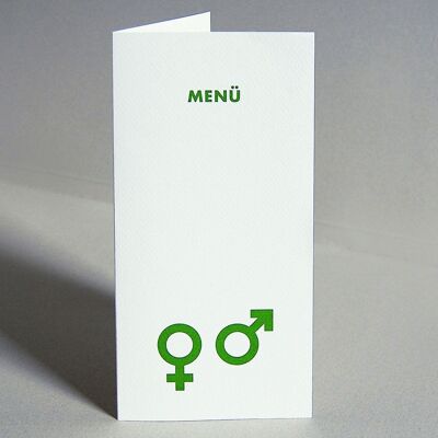 10 tarjetas de menú con estampado verde.