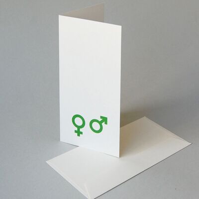 10 tarjetas de boda con sobres: símbolos para marido y mujer