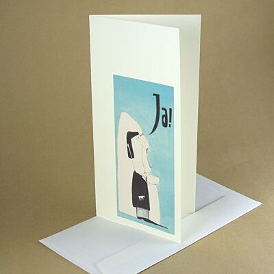 10 wedding cards with envelopes: bride and groom + yes!