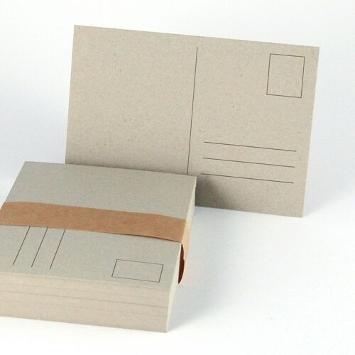 50 sandgraue Recycling-Postkarten DIN A6 mit Adressfeld