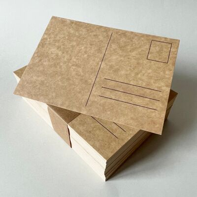 100 postales de cartón kraft marrón claro DIN A6 con campo de dirección