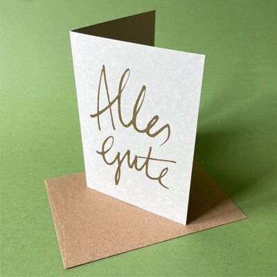 6 gray greeting cards with brown recycled envelopes: All the best