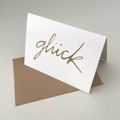 glück - recycled greeting card with brown recycled envelope