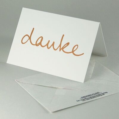 thank you - 10 recycled greeting cards with gold lettering