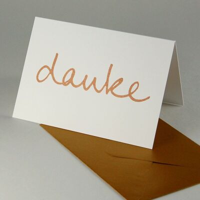 thank you - recycled greeting card with golden envelope
