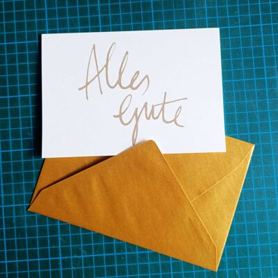 10 greeting cards with golden envelopes: All the best