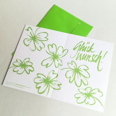 Toutes nos félicitations! - Carte de vœux recyclée avec enveloppe verte