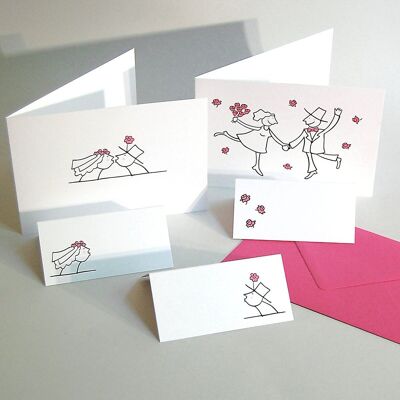 Set de tarjetas de boda: invitaciones, tarjetas de lugar, tarjetas de agradecimiento.