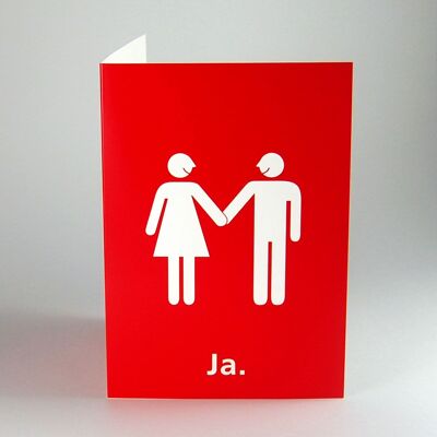 10 tarjetas de boda rojas y grandes: novios + sí. (DIN A5)