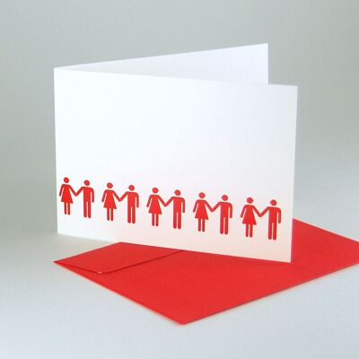 10 tarjetas con sobres rojos: hombres y mujeres.