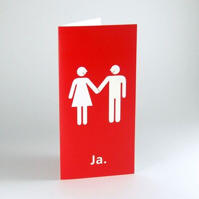 10 partecipazioni di nozze rosse con buste: sposi + sì. (DIN lungo)