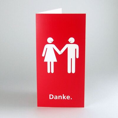 10 cartes de mariage rouges avec enveloppes : mariés + merci.