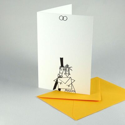 20 funny wedding invitations with envelopes: bride and groom with envelopes