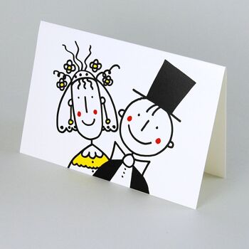 heureux mariés - carte de mariage avec enveloppe jaune 2