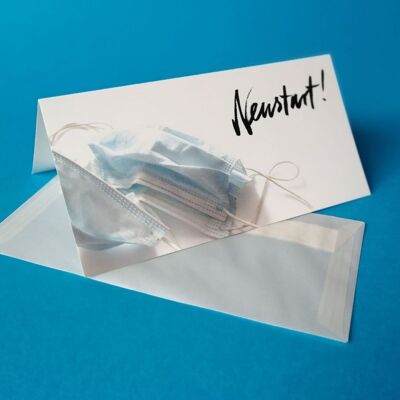 10 funny cards with masks: Restart! (with transparent envelopes)