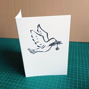 10 cartes de Noël avec enveloppes dorées : Colombe de la Paix 2