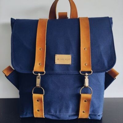 Mochila cuero , mochila portátil, mochila unisex, mochila mujer, mochila hecha a mano, mochila original, mochila artesana, mochila azul