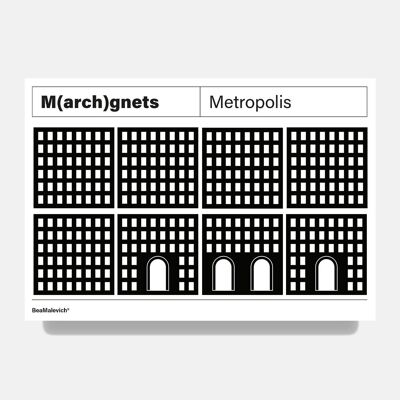 Magneti per il frigo Metropolis Façade Architettura (8 pezzi)