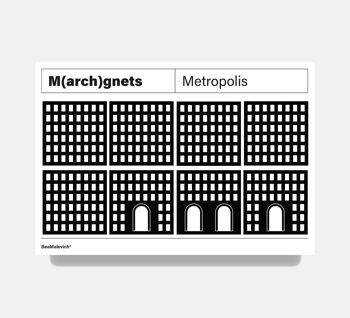 Aimants pour réfrigérateur Façade Metropolis Architecture (8 pièces) 1