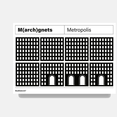 Aimants pour réfrigérateur Façade Metropolis Architecture (8 pièces)