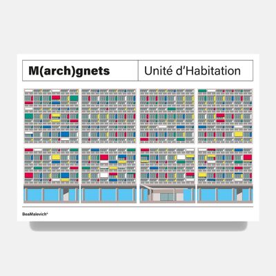 Magneti per il frigo Unité d'Habitation Mini Façade Architecture (8 pezzi)