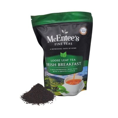 McEntee's Irish Breakfast Tea – 250-g-Nachfüllbeutel – fachmännisch in Irland gemischt. Eine traditionelle irische Mischung aus Ceylon- und Assam-Tees, die den Geschmack von Zuhause vermittelt.