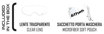 LUNETTES DE MOTO MX TOUT-TERRAIN AVEC LENTILLE MIROIR MODÈLE 05R - MAILLE TRANSPARENTE ANTI-BUÉE DE RECHANGE INCLUSE 3