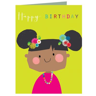 TMC12 Mini carte d'anniversaire pour fille fleurie