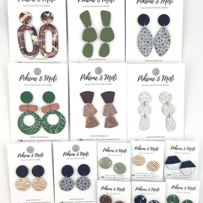 Lot de 14 paires de boucles d'oreilles en pâte polymère