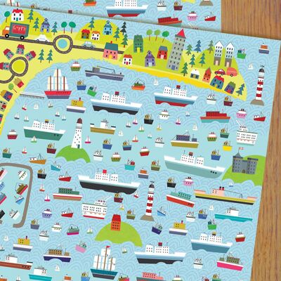 Papier d'emballage cadeau pour bateaux WP123