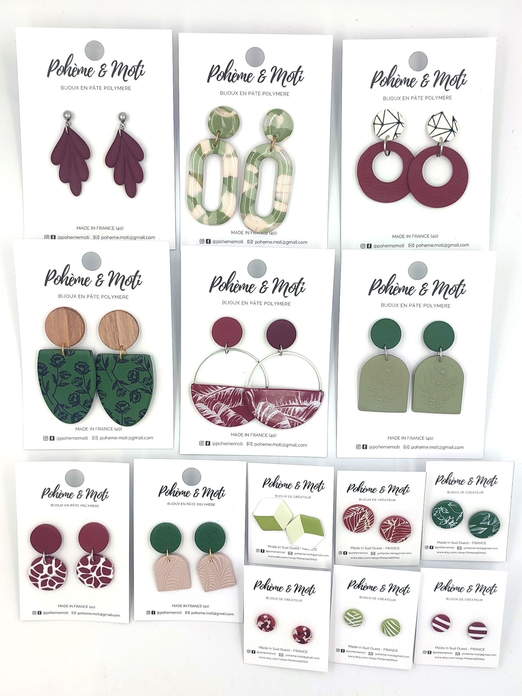 Lot de 14 paires de boucles d'oreilles en pâte polymère