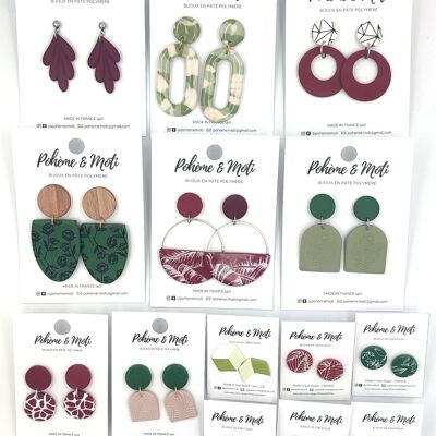 Lot de 14 paires de boucles d'oreilles en pâte polymère