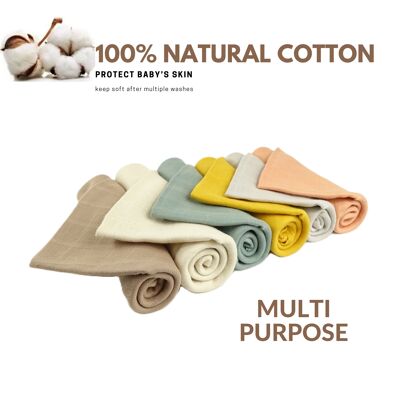 MuslinZ Neutral Paquete de 6 cuadrados de muselina de 70 cm - Mixto