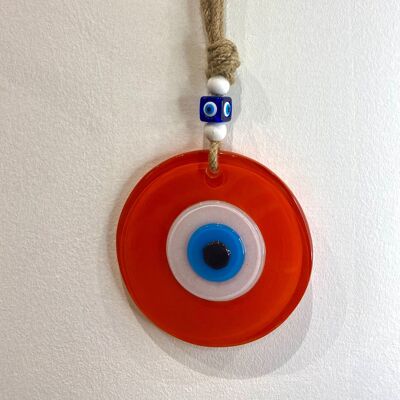 Orange - Protective eye handmade in Turkey in glass paste