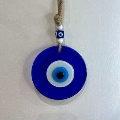 Bleu - Oeil de protection fabriqué à la main en Turquie en pâte de verre