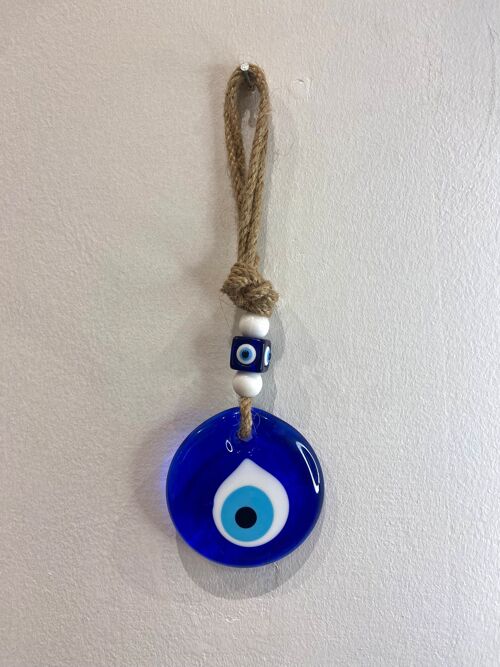Oeil simple bleu S - Oeil de protection fabriqué à la main en Turquie en pâte de verre