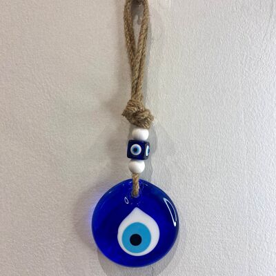 Oeil simple bleu S - Oeil de protection fabriqué à la main en Turquie en pâte de verre