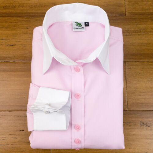 Grenouille Ladies Two Button Collar French Cuff Pink Shirt