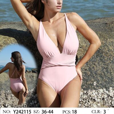 Low-cut swimsuit with draping