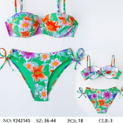 Bedruckter Bikini mit Cup-Detail