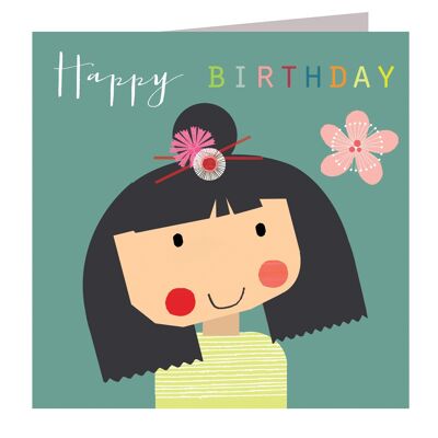 Carte Fille d'anniversaire fleurie MC15